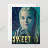 金ゴールド甘い16 16パーティー写真はがき インビテーションポストカード (正面/裏面)