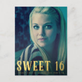 金ゴールド甘い16 16パーティー写真はがき インビテーションポストカード (正面)