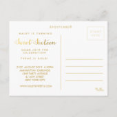 金ゴールド甘い16 16パーティー写真はがき インビテーションポストカード (裏面)