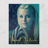 金ゴールド甘い16 16パーティー写真はがき インビテーションポストカード (正面)