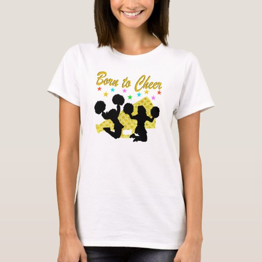 金ゴールド生まれへ応援MEGAPHONEチアリーダー Tシャツ (正面)