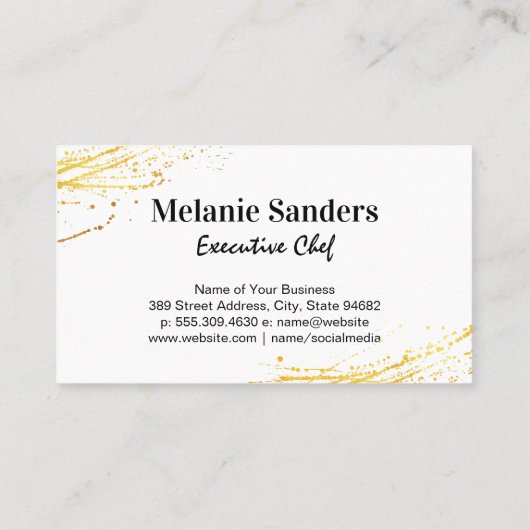 金ゴールド用具ロゴ |フライパンとフード 名刺 (裏面)