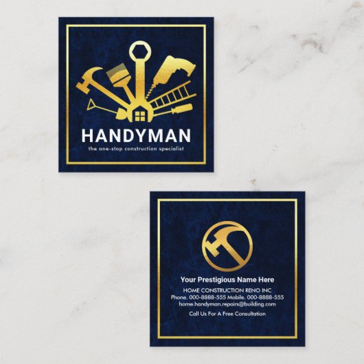 金ゴールド用手押しツールフレーム スクエア名刺 (正面/裏面)