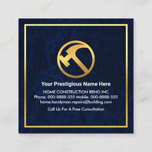 金ゴールド用手押しツールフレーム スクエア名刺 (裏面)