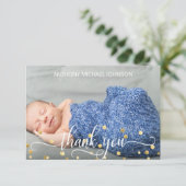 金ゴールド男の子のシャワーありがとう |写真+文字 サンキューカード (スタンド正面)