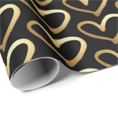 金ゴールド男らしハートブラックヴァレンティーンズデイギフト ラッピングペーパー (ロールコーナー)