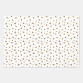 金ゴールド白い星とストライプ ラッピングペーパーシート (正面3)