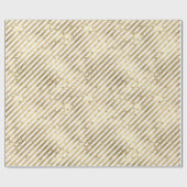 金ゴールド白い星とストライプ ラッピングペーパー (フラット)