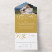 金ゴールド白い渦巻き写真50結婚周年 オールインワン招待状 (内側)