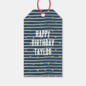金ゴールド白い青の星とストライプ ギフトタグ (正面)