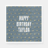 金ゴールド白い青の星とストライプ スタンダードランチョンナプキン (正面)