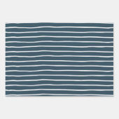 金ゴールド白い青の星とストライプ ラッピングペーパーシート (正面3)