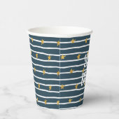 金ゴールド白い青の星とストライプ 紙コップ (右)