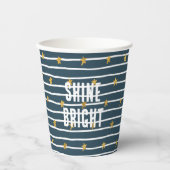 金ゴールド白い青の星とストライプ 紙コップ (正面)