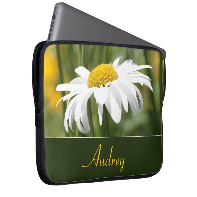 金ゴールド白と緑 ラップトップスリーブ (正面右)