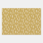 金ゴールド白の混合パタ素朴ーン鹿の森のプレイド ラッピングペーパーシート (正面3)
