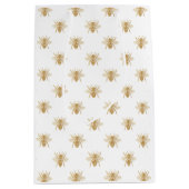 金ゴールド白の金属フェイクなホイルの写真効果の蜂 ミディアムペーパーバッグ (正面)