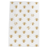 金ゴールド白の金属フェイクなホイルの写真効果の蜂 ミディアムペーパーバッグ (裏面)