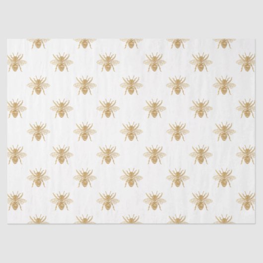 金ゴールド白の金属フェイクなホイルの写真効果の蜂 薄葉紙 (正面)