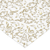 金ゴールド白または色の花音楽パターン ショートテーブルランナー (コーナー)