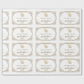 金ゴールド白アールデコSweet sixteen誕生日 ラッピングペーパー (フラット)