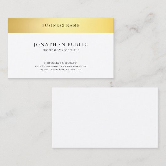 金ゴールド白エレガントテンプレートプロフェッショナル 名刺 (正面/裏面)