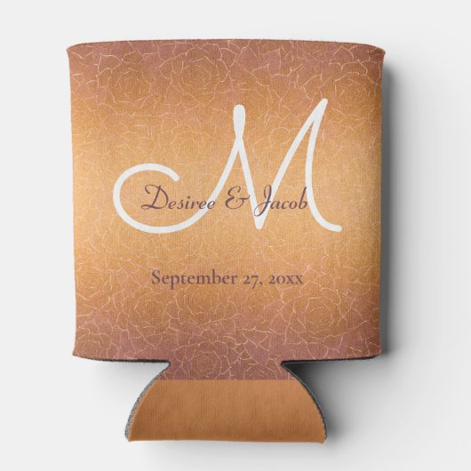 金ゴールド白エレガントフローラ結婚モノグラム 缶クーラー (裏面)