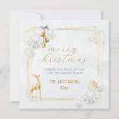 金ゴールド白エレガントヴィンテージスクリプトメリークリスマス シーズンカード (正面)