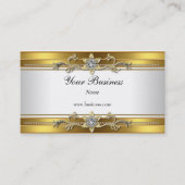 金ゴールド白エレガント品ジュエル 名刺 (正面)