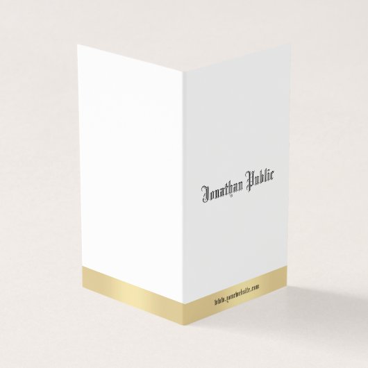 金ゴールド白エレガント旧スタイル書道スクリプト 名刺 (外部)