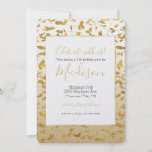 金ゴールド白グラデーションアニマルプリント誕生日 招待状 (正面)