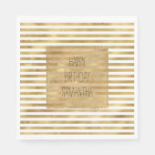 金ゴールド白ストライプ色 スタンダードランチョンナプキン (正面)