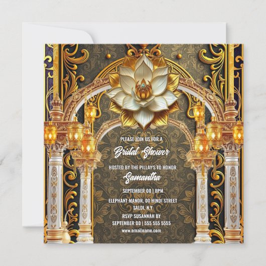 金ゴールド白ハス王室のフラワーパレスインディアンアーチ シーズンカード (正面)