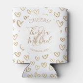 金ゴールド白ハートカスタムことわざ名の日付 缶クーラー (裏面)