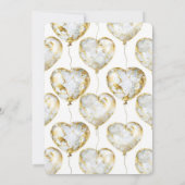 金ゴールド白ハートバルーン赤ちゃんシャワー 招待状 (裏面)