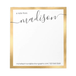 金ゴールド白パーソナライズされた名 | Nの机から ノートパッド