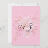 金ゴールド白ピンクさくらんぼ花フローラ結婚ズ 招待状 (裏面)