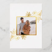 金ゴールド白フローラ結婚ズ 箔招待状 (裏面)