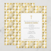金ゴールド白ミアンダーのギリシャ正教バプテスマ 招待状 (正面/裏面)