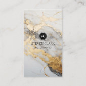 金ゴールド白大理石の背景 |ルクス 名刺 (正面)