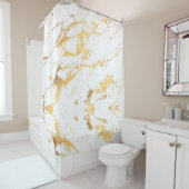 金ゴールド白大理石アクリルペイント抽象芸術アート シャワーカーテン (インサイチュ)