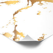 金ゴールド白大理石アクリルペイント抽象芸術アート ポスター (コーナー)