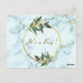 金ゴールド白大理石QRコードベビーシャワー招待状 ポストカード (裏面)