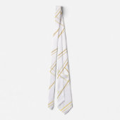 金ゴールド白抽象芸術ストライプ ネクタイ (裏面)