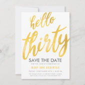 金ゴールド白救日30歳の誕生日パーティー 招待状 (正面)