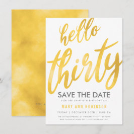 金ゴールド白救日30歳の誕生日パーティー 招待状