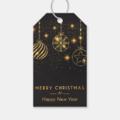 金ゴールド白熱［赤熱］光を放つオーナメントスターシャインオンブラック ギフトタグ (正面)