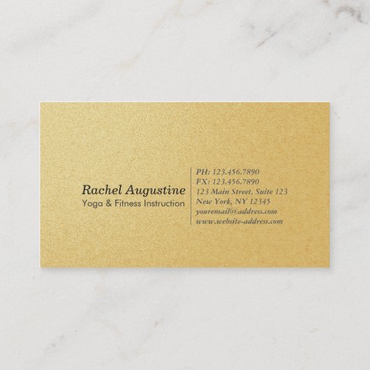 金ゴールド白熱［赤熱］光を放つロータスアンドティール（緑がかった色）グランジヨガインストラクター 名刺 (裏面)