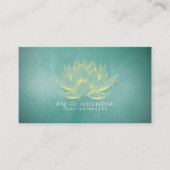 金ゴールド白熱［赤熱］光を放つロータスアンドティール（緑がかった色）グランジヨガインストラクター 名刺 (正面)