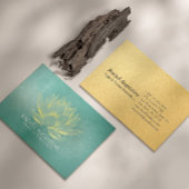 金ゴールド白熱［赤熱］光を放つロータスアンドティール（緑がかった色）グランジヨガインストラクター 名刺